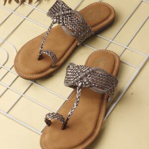 Gun Metal Grey color Fashion Flat Sandal