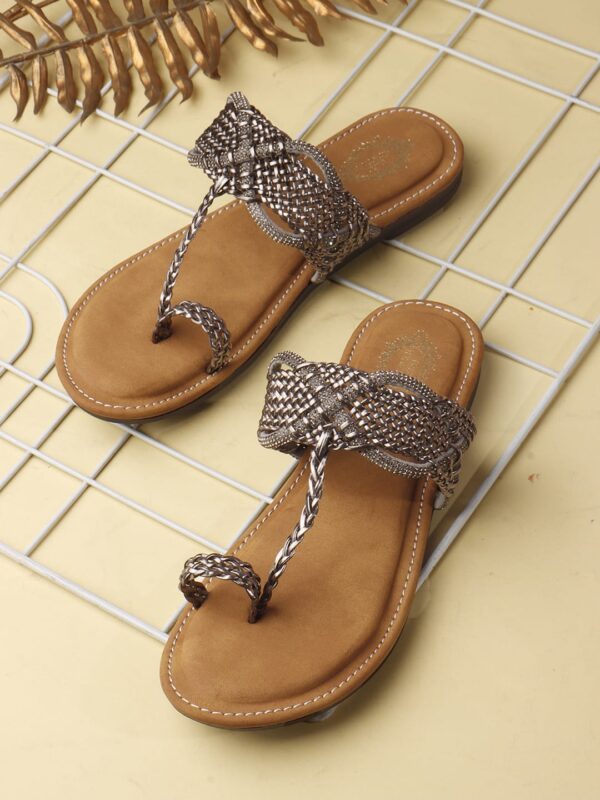 Gun Metal Grey color Fashion Flat Sandal