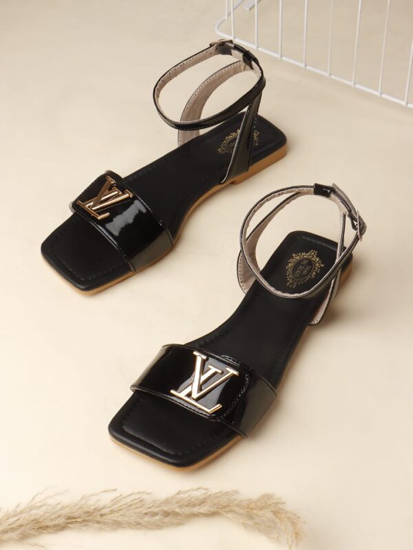 Black Fashion Back Strap Flat Sandal